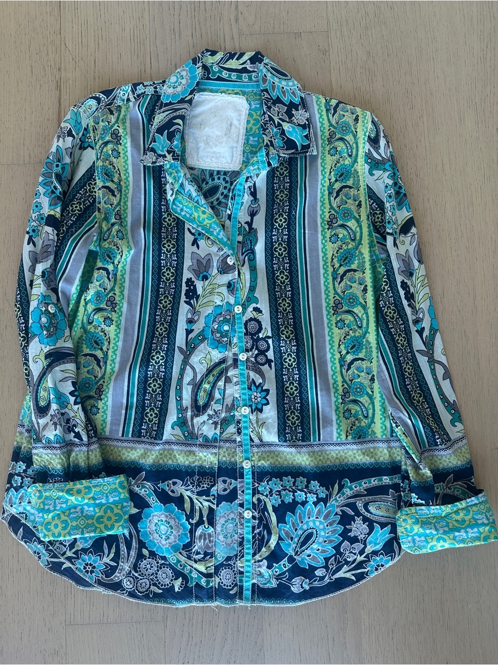 Cino Lightweight Paisley Blouse in Teal, Navy & Turquoise